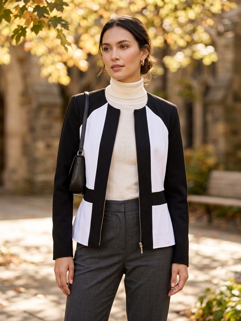 Jones Wear Colorblock Zip Blazer Office Siren Corpcore Minimal Mod Jacket